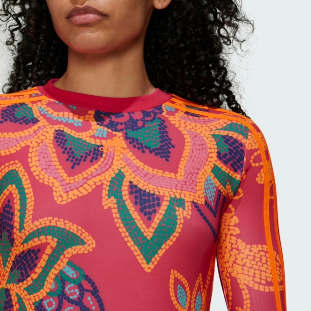 NWT FARM Rio Vivid Berry Long Sleeve Bodysuit Adidas Collaboration - Picture 6 of 6